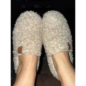 🆕EverFoam Women Khaki Faux Shearling Memory Foam Lightweight House Cozy Shoes